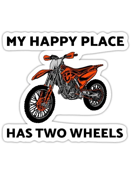 My Happy Place Has Two Wheels - Sticker - white matte - Front