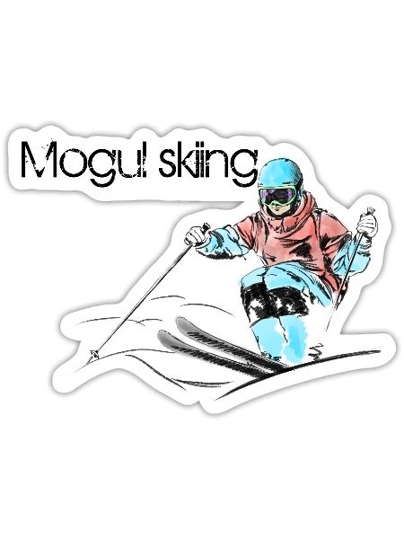 Powder Neon Skier Jump - Sticker - white matte - Front