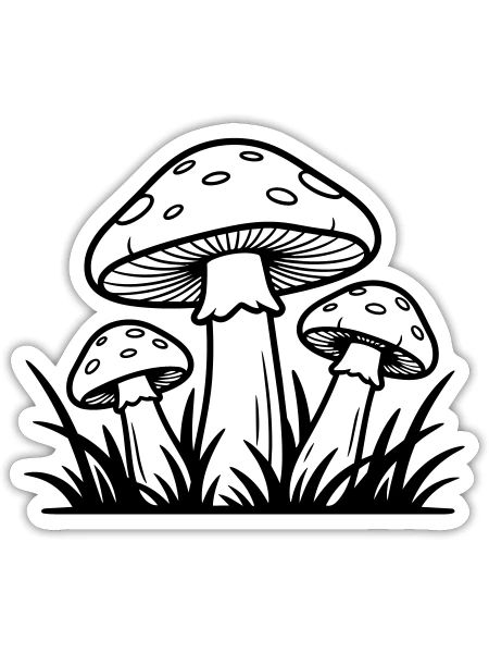 mushrooms - Sticker - white matte - Front