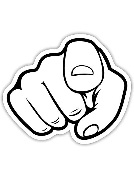 Main de point de doigt - Sticker - blanc mat - Devant
