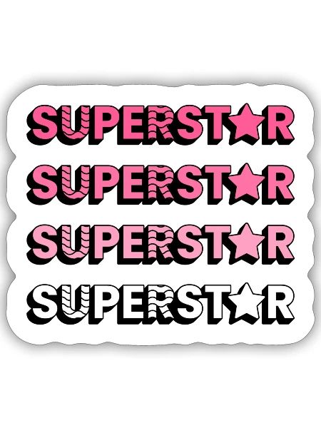 SUPERSTAR!!!!!! (Pink/White - Sticker - white matte - Front