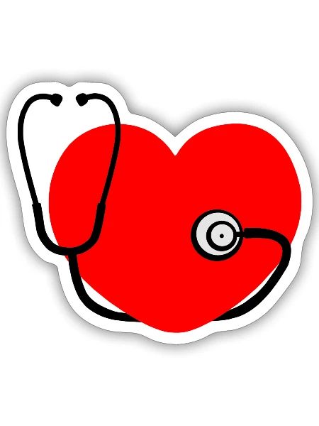 Stethoscope with red heart - Sticker - white matte - Front