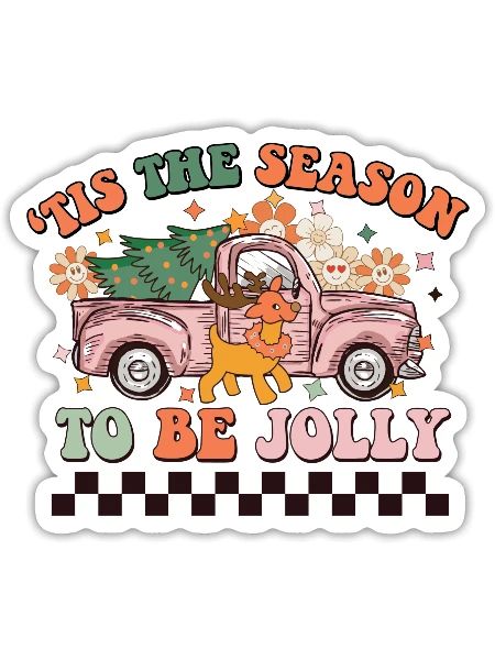 Tis The Season To Be Jolly Farm Christmas Tree - Sticker - white matte - Front