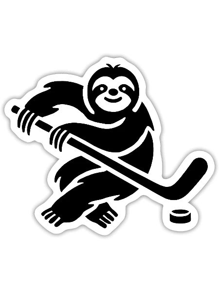 Sloth Hockey Ice Hockey Silhouette Minimalist - Sticker - white matte - Front