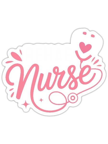 Rehab Nurse Heart Stethoscope - Sticker - white matte - Front