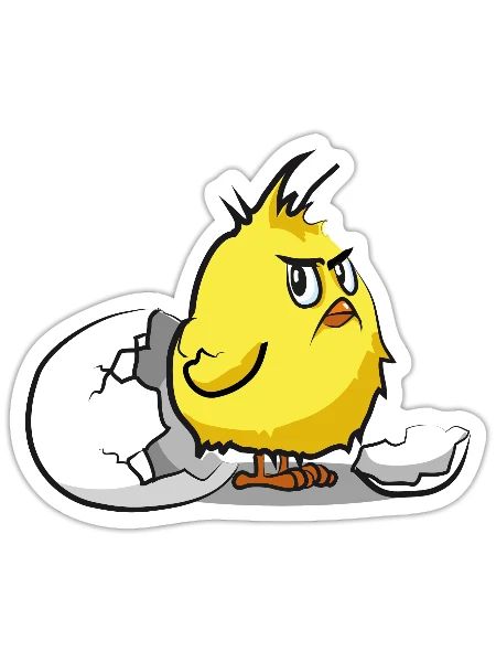 Funny Naughty Chick Eggshell Bird Beep - Sticker - white matte - Front