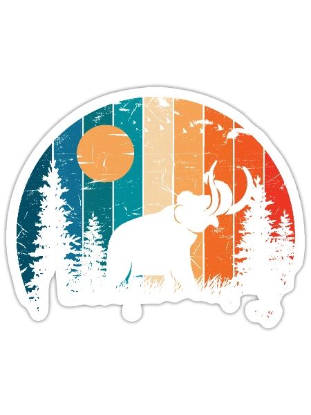 Retro Prehistoric Animal Mammoth - Sticker - white matte - Front