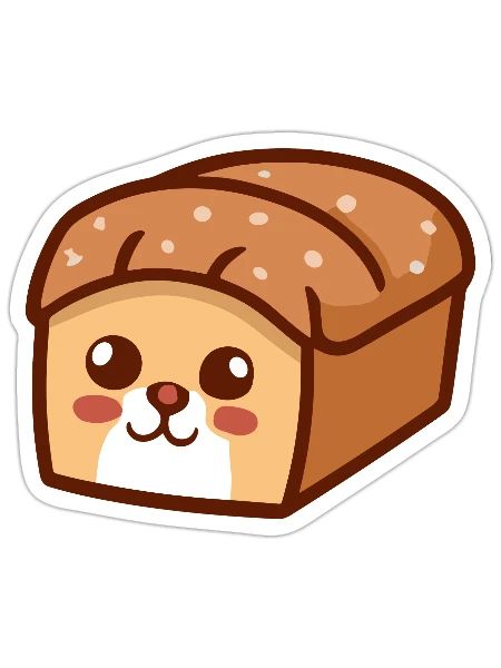 Bread Loaf Cat - Sticker - white matte - Front