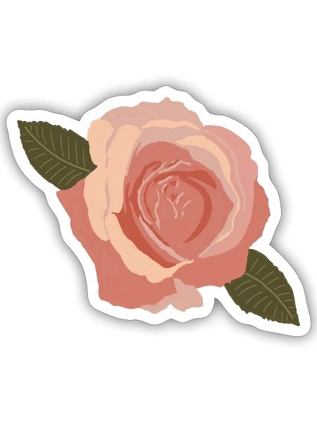 Rose moderne - Sticker - blanc mat - Devant