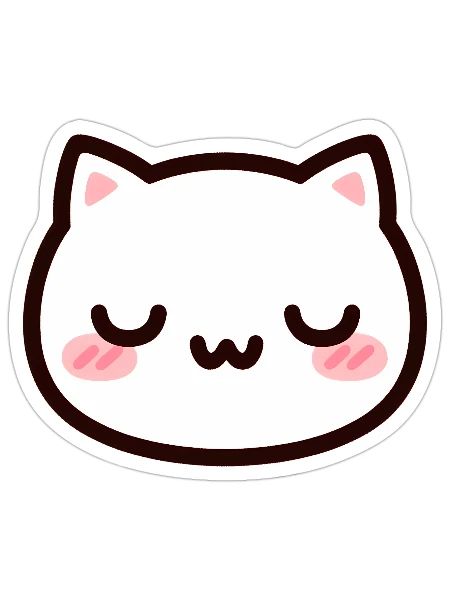 Cute Cat Uwu Face - Sticker - white matte - Front