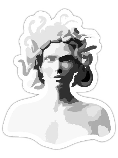 Gorgona Medusa - Sticker - blanc mat - Devant