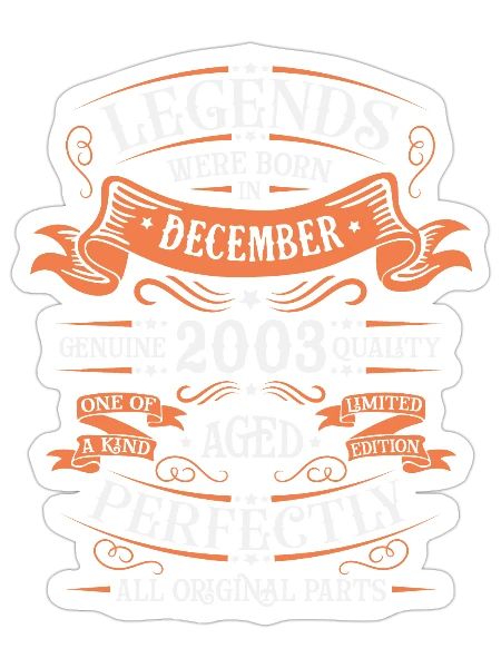 December 2003 | birthday 2003 Vintage December - Sticker - white matte - Front