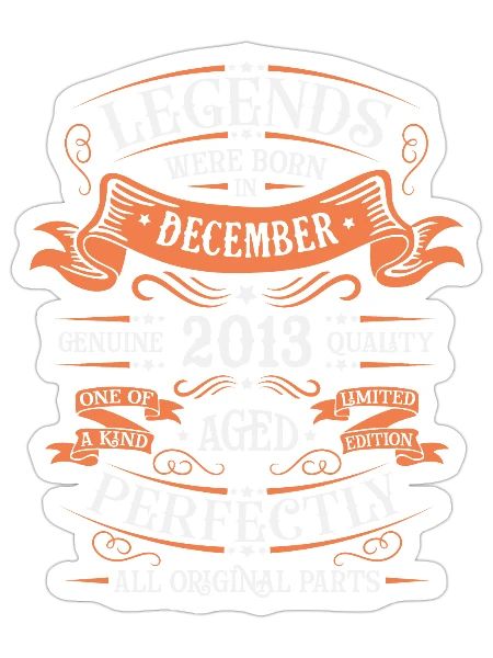 December 2013 | birthday 2013 Vintage December - Sticker - white matte - Front