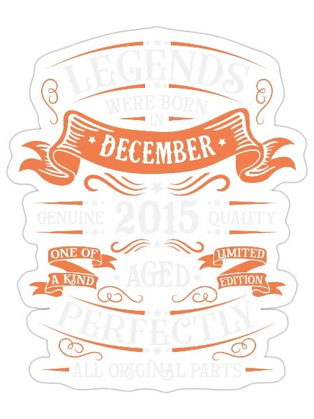 December 2015 | birthday 2015 Vintage December - Sticker - white matte - Front