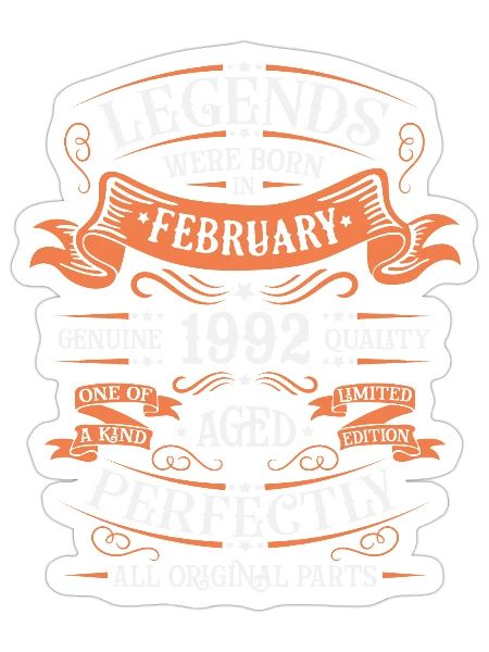 February 1992| February 1992 anniversary 1992 - Sticker - white matte - Front