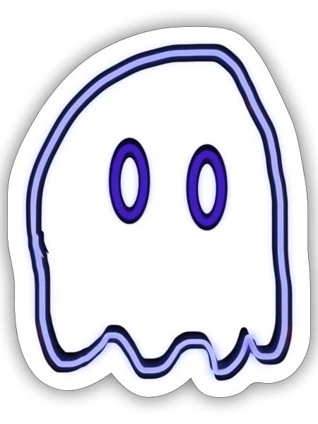 Dark blue neon ghost - Sticker - white matte - Front