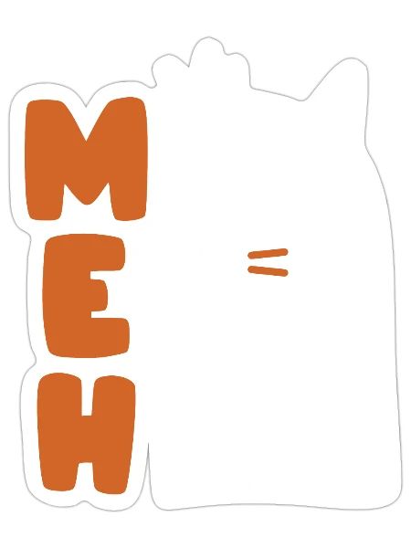 Angry Meh Cat - Sticker - white matte - Front