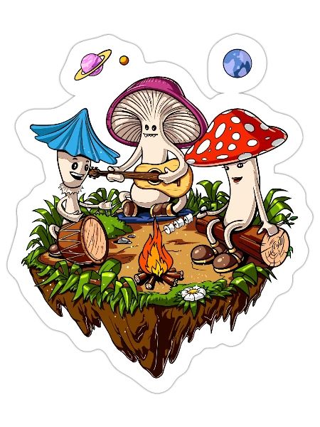 Hippie Magic Mushroom 7 - Sticker - white matte - Front