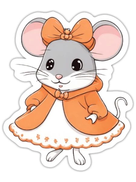 Cute princess mouse - Sticker - white matte - Front