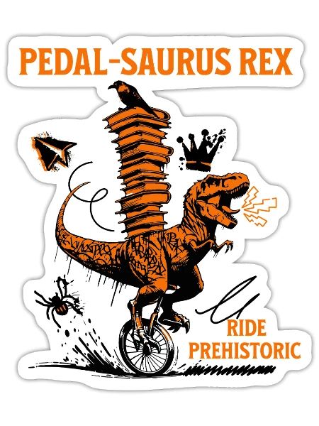 Pedal-Saurus Rex – Ride Prehistoric - Sticker - white matte - Front