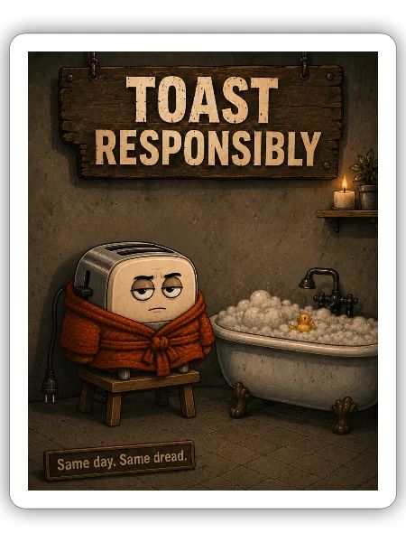 Toast Responsibly Bath Time - Sticker - white matte - Front