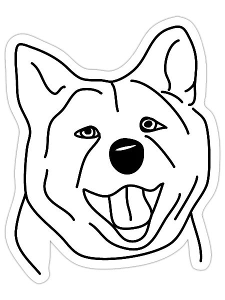 Akita Inu Schwarz ae - Sticker - white matte - Front