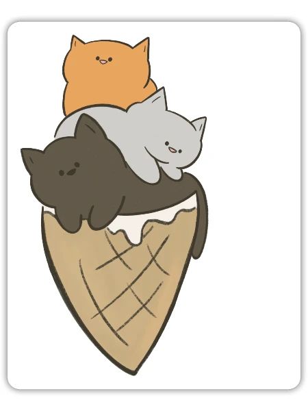 Cat Cream Stack Ice Cream - Sticker - white matte - Front