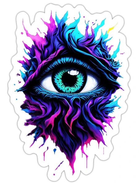 Œil de néon - Sticker - blanc mat - Devant