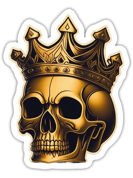 Golden Crown Skull of the King - Sticker - white matte - Front