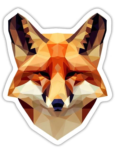 Fascinating Polygon Fox - Modern Animal Design - Sticker - white matte - Front