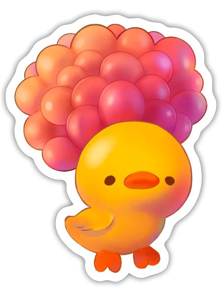 Ducky Flying With Balloons - Sticker - white matte - Front