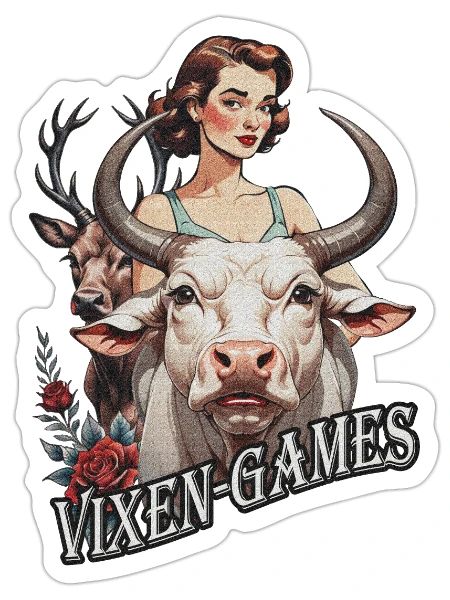 Vixen Games Speckled Big White Bull And Stag - Sticker - white matte - Front