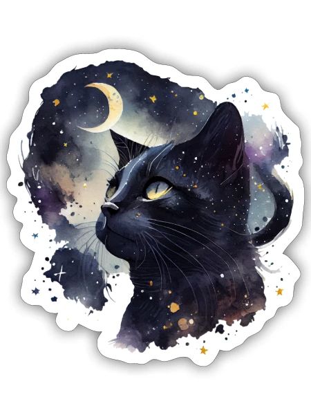 A terrifying black cat - Sticker - white matte - Front