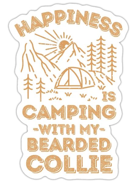 Camping with bearded-collie - Sticker - white matte - Front