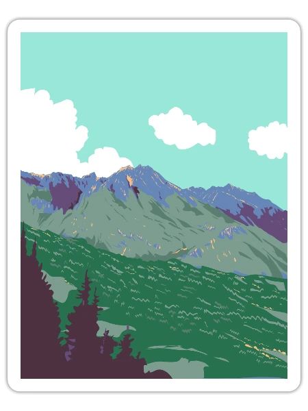 Berchtesgaden Alps near Obersalzberg Germany WPA - Sticker - white matte - Front