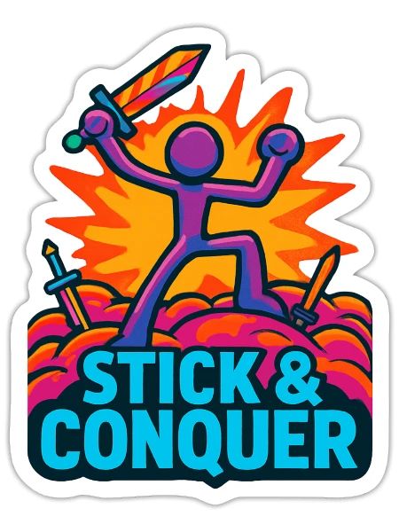 Heroic Stickman Gaming T-Shirt - Sticker - white matte - Front