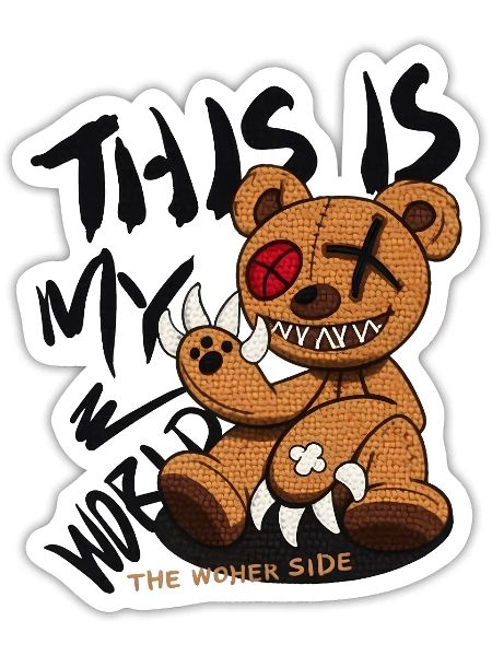 This Is My World Bear Patch - Sticker - white matte - Front