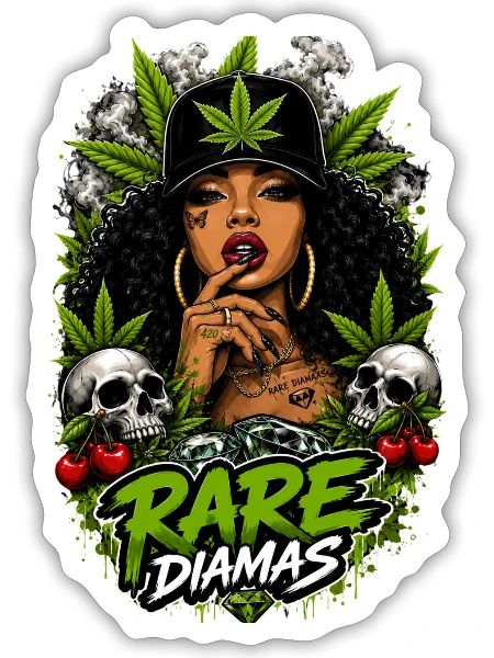 Rare Diamas Cannabis Queen - Sticker - white matte - Front