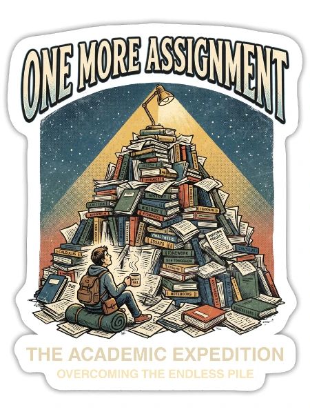 One More Assignment: Academic Expedition - Sticker - white matte - Front