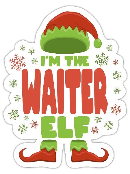 Waiter Christmas Elf - Sticker - white matte - Front