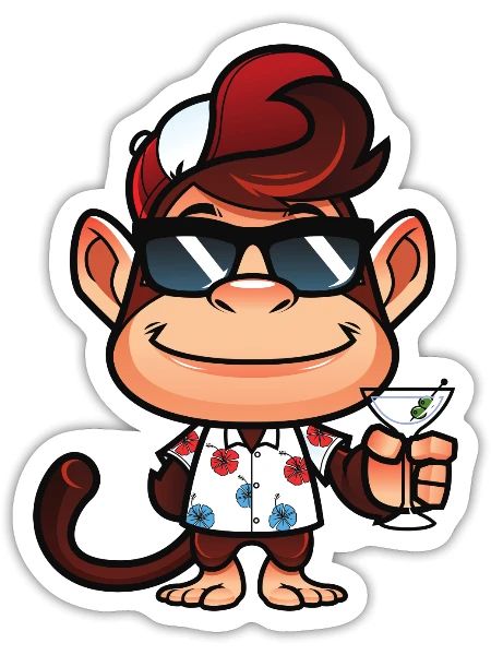 Singe moderne - Sticker - blanc mat - Devant