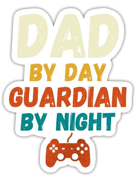 Dad By Day Guardian By Night - Sticker - white matte - Front