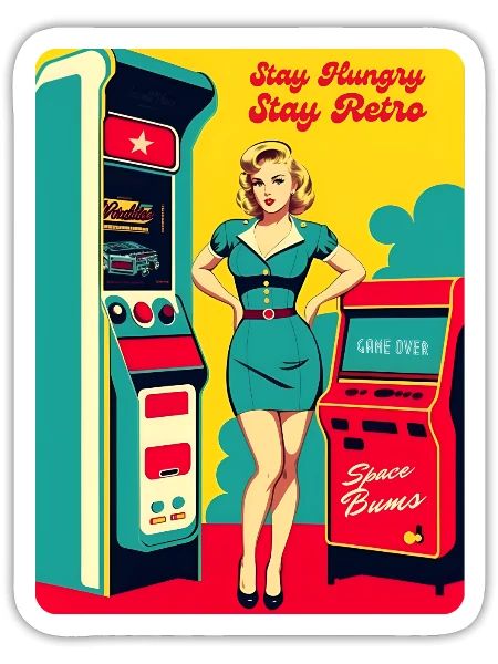 Cute Charming Witty Retro Art Style 70s Tech Humor - Sticker - white matte - Front
