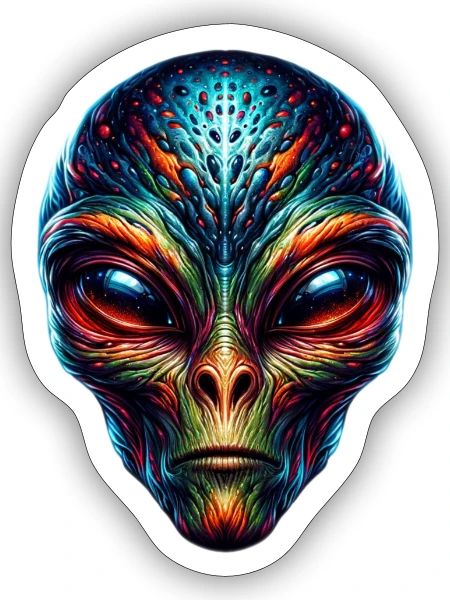 Alien Face - Sticker - white matte - Front