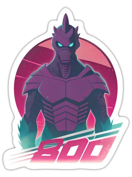 Chevalier au néon - Sticker - blanc mat - Devant