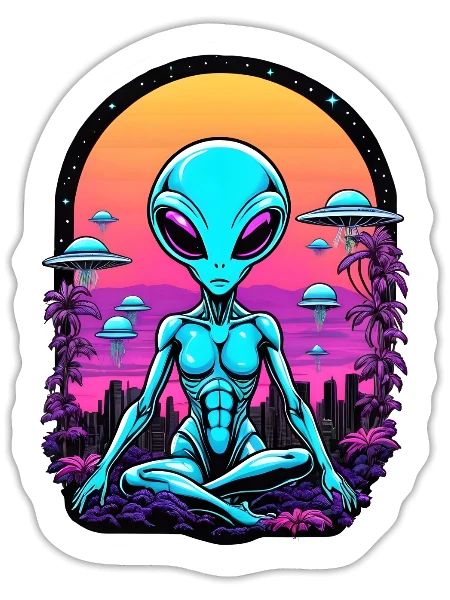 Alien Meditation - Sticker - white matte - Front