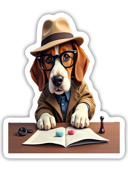 Sock Mystery Detective Dog - Sticker - white matte - Front