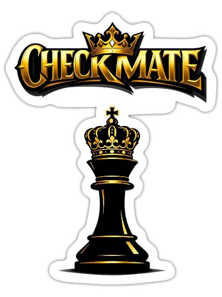 Golden Crown Checkmate - Sticker - white matte - Front