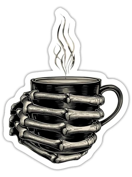 Skeleton Hands Embrace Steam Mug - Sticker - white matte - Front