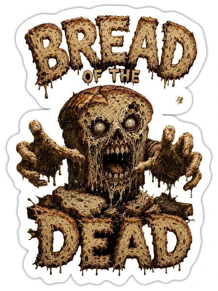 Bread of the Dead - Zombie Bread Monster Funny Hor - Sticker - white matte - Front